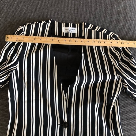 Nwt Alfred Dunner black & white crepe stripe single breasted v-neck blazer - Picture 8 of 10